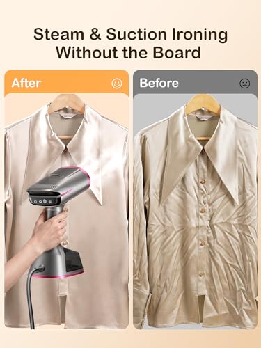 DRFLASH 2-in-1 Handheld Vacuum Garment Steamer with 6000Pa Suction