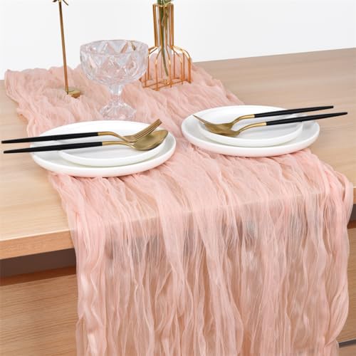 Peach Cheesecloth Table Runner 10ft Fall Wedding & Party Decor - Joanlody