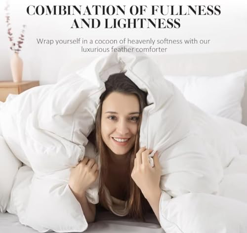 WhatsBedding All-Season Feather Down Fiber Comforter - Queen Duvet Insert