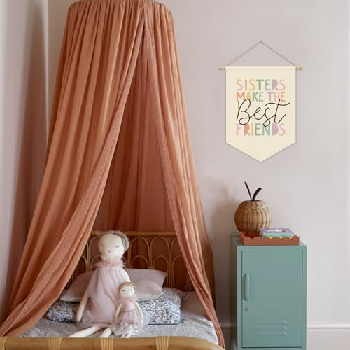 Sisters Make The Best Friends Linen Wall Banner for Girls Bedroom Decor