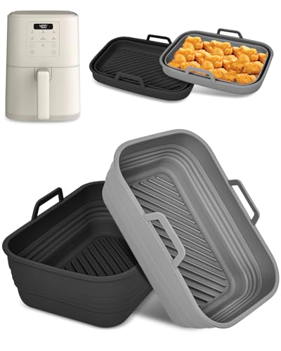 Collapsible Silicone Air Fryer Liners 2-Pack, Nonstick Reusable Basket