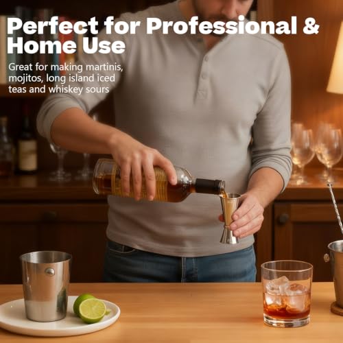 EMUTOL 2-Piece Stainless Steel Double Jigger Set - 1oz & 2oz Cocktail Measuring Cups