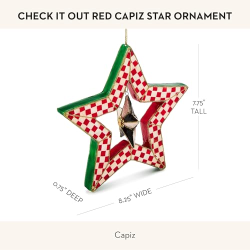 MacKenzie-Childs Check It Out Red Capiz Star Ornament – Set of 1