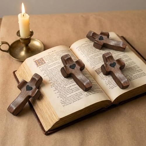 Wooden Handheld Comfort Crosses for Anxiety Relief - 10 Piece Set