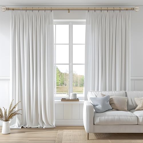 Rustic 1-Inch Heavy Duty Adjustable Curtain Rod Set with Wood Grain Finials