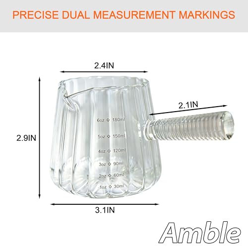 Amble 6oz Espresso Shot Cups with Handle - Durable Glass Coffee Measuring Cups