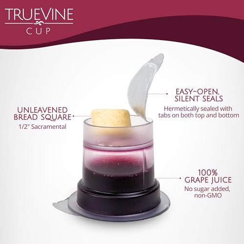 TrueVine 100 Pack Prefilled Communion Cups & Wafer Set - No Sugar, Non-GMO