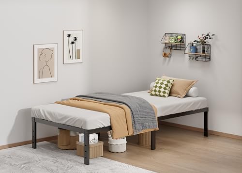 LUMUNANCE Heavy-Duty Twin Metal Platform Bed Frame with Storage Space