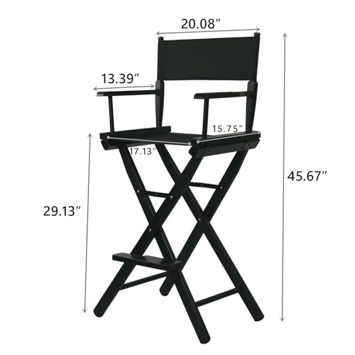 Tall Foldable Makeup Director Chair - Solid Hardwood, 250lb Capacity