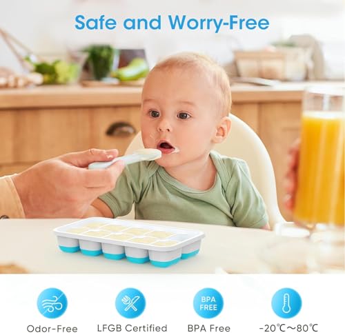 Silicone Ice Cube Tray Set with Lid, Bin & Scoop - 4 Pack Stackable
