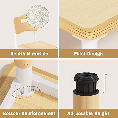 Height Adjustable Toddler Table and 4 Chairs Set - Sturdy Kids Activity Desk