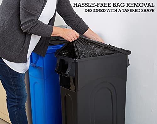 23-Gallon Slim Trash Can with Swing Lid, Black Plastic