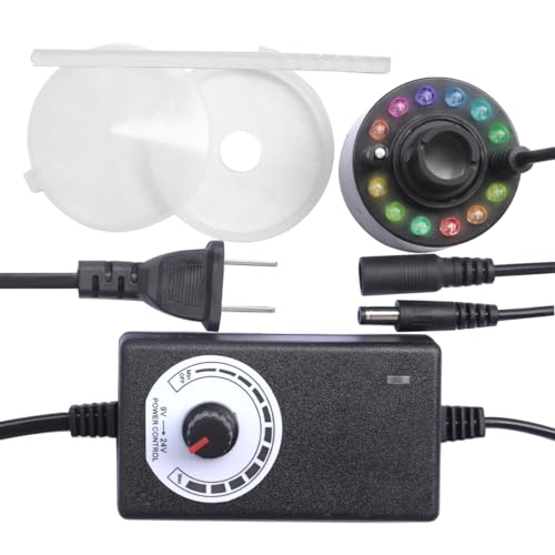 Ultrasonic Mist Maker with 12 LED Lights, Splash Guard, and Fogger