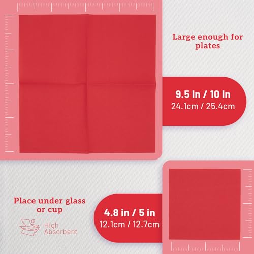 B.M.E 500 Pack Red Disposable Cocktail Napkins - Soft, Absorbent & Eco-Friendly