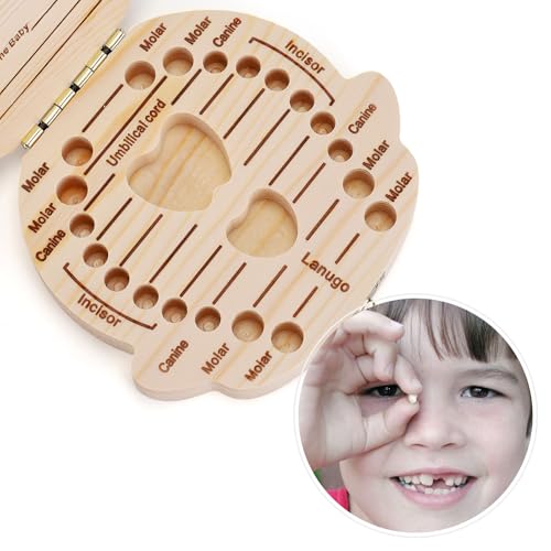Wooden Baby Tooth Keepsake Box - Kids Tooth Storage & Memory Organizer