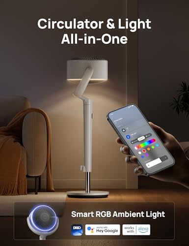 Smart Pedestal Fan for Bedroom with RGB Light and Voice Control