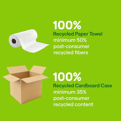 100% Recycled 2-Ply Paper Towels, Absorbent Cleaning Sheets - 2 Rolls