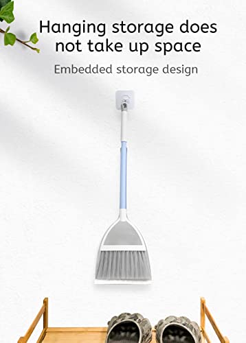 Small Broom and Dustpan Set - Compact Hand Sweeper for Tight Spaces (White)