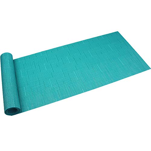 PIGCHCY Elegant Turquoise Placemats & Table Runner Set, Durable Washable Dining Accessories, 6 Placemats + 1 Table Runner (Blue Turquoise)
