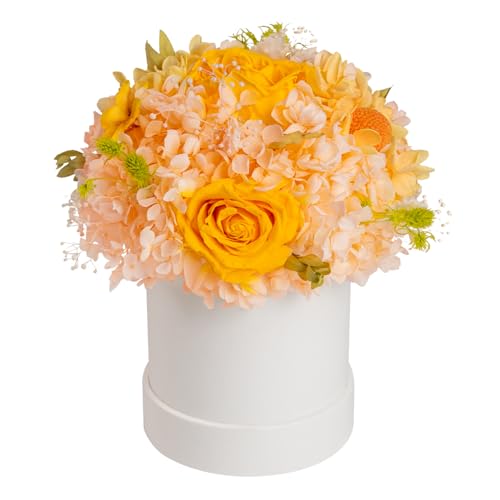 ROSEROSE Preserved Champagne Flowers Bouquet Small Gift Box for Women