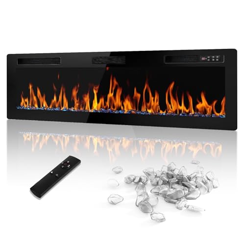 72-Inch Ultra-Thin Electric Fireplace Recessed Wall Mounted Linear Heater