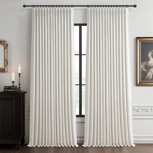 100% Blackout Linen Curtains 2 Panel Set, 40x96 Inches, Insulated