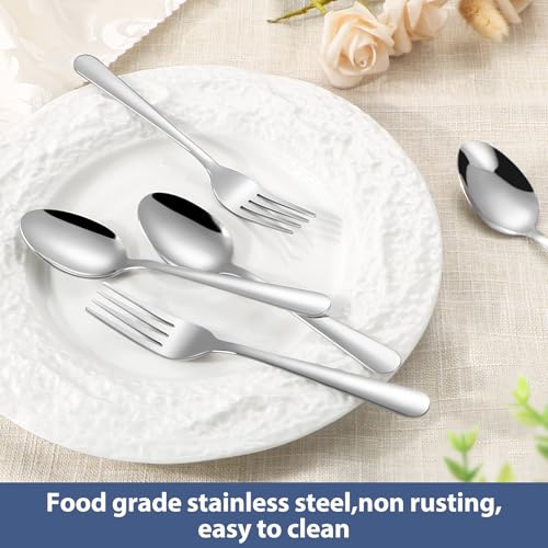 24-Piece Stainless Steel Flatware Set - 12 Forks and 12 Spoons