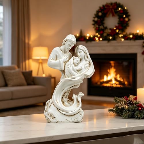 Holy Family Statue Nativity Scene Resin Figurine for Desk & Tabletop Decor