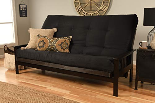 Mission Style Queen Futon Sofa Bed with Espresso Hardwood Frame