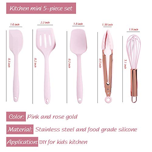5-Piece Mini Silicone Kitchen Utensil Set for Kids Baking and Cooking