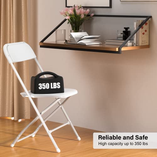 Heavy-Duty Plastic Folding Chair with Padded Seat, White Indoor Outdoor Chair