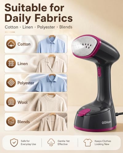 Foldable Handheld Clothes Steamer, 1000W Portable Garment Steamer for Travel
