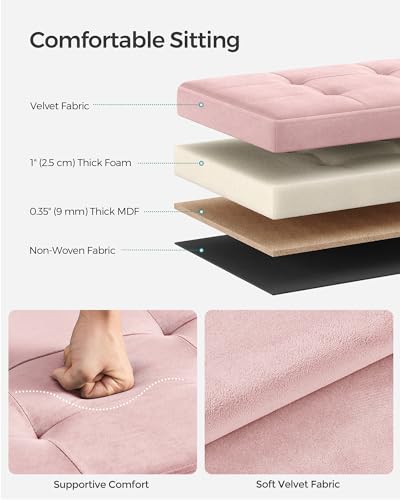 Foldable Storage Ottoman Bench - 43" Velvet Tufted End of Bed Chest