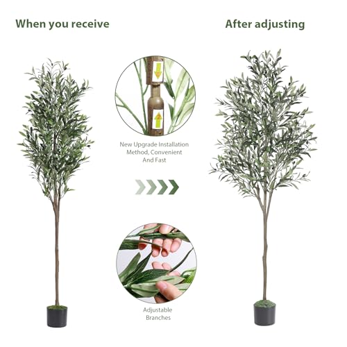 6ft Faux Olive Tree with Realistic Leaves & Fruits - Indoor Decoration