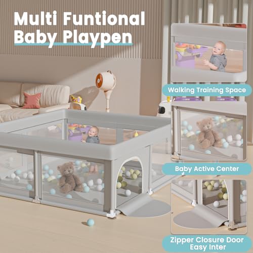 Hiaksedt Baby Playpen 50x50 Inch Sturdy Safety Play Yard with Breathable Mesh