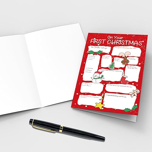 Qiliji Q&A First Christmas Card for Baby – Funny Baby Boy Girl Keepsake (Your First Christmas)