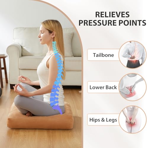 Large Meditation Floor Pillow Set of 6 22x22 Inch Support Cushions for Yoga & Lounging