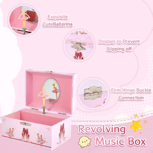 Musical Ballerina Jewelry Box for Girls with Spinning Dancer Figurine