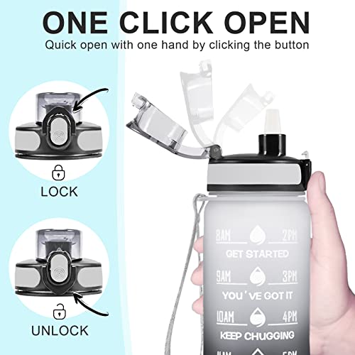32 oz Motivational Water Bottle with Time Marker and Straw