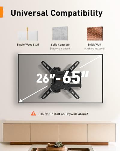 Full Motion TV Wall Mount for 26-65 Inch TVs, Swivel & Tilt Corner Bracket