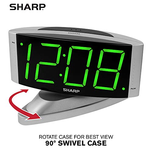 Digital Alarm Clock with Jumbo LED Display, Swivel Base and Battery Backup