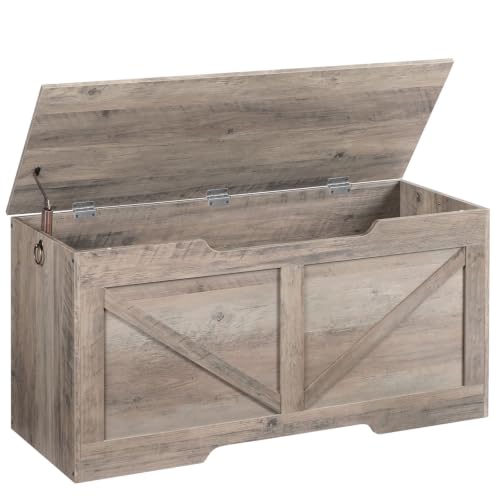 39.4-Inch Wooden Storage Bench with Safety Hinge and Toy Chest Organizer
