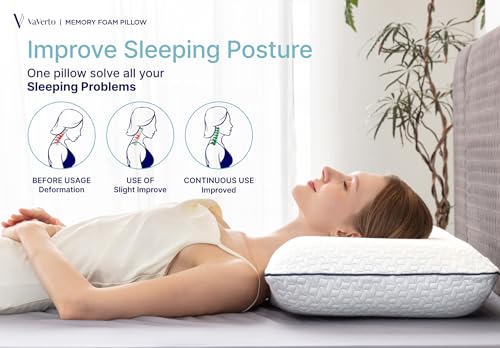 Vaverto Cooling Gel Memory Foam Pillow - Standard Firm Bed Pillow