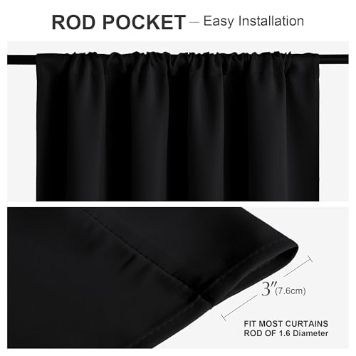 Blackout Curtains 72 Inch Long, Solid Thermal Insulated Panels - 2 Pack