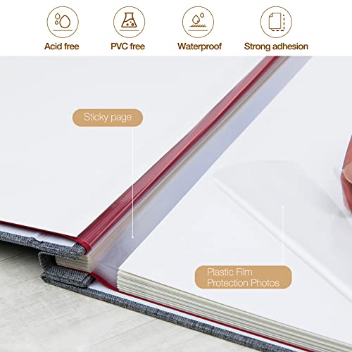 Self-Adhesive Photo Album, 40-Page Linen Hardcover DIY Scrapbook