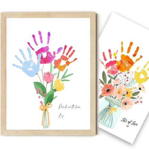 Physkoa Art Deco Handprint Flower Craft Kit with Frame - Mom Grandma Gift