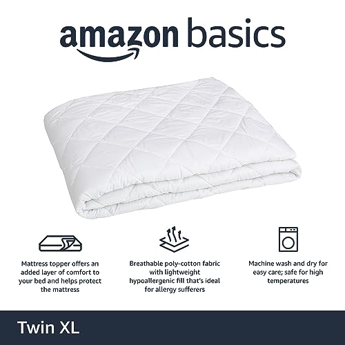 Hypoallergenic Quilted Mattress Topper Pad - Twin XL, 18-Inch Deep