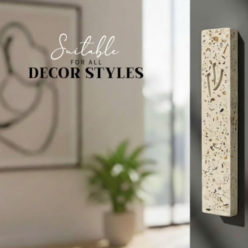 6-Inch Terrazzo Pink Concrete Mezuzah Case with Non-Kosher Scroll