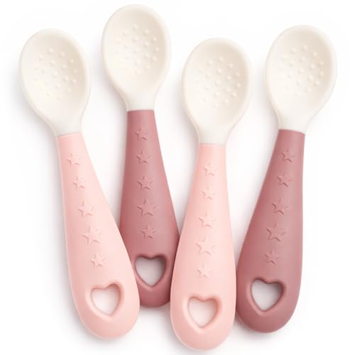 Silicone Baby Feeding Spoons 4-Pack Soft Gum-Friendly Easy-Grip