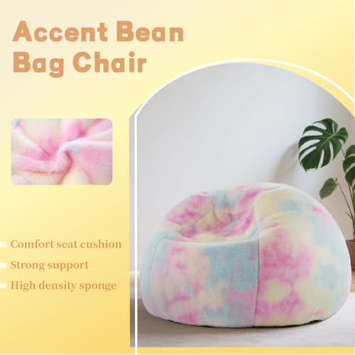 Rainbow Faux Rabbit Fur Memory Foam Bean Bag Chair for Kids